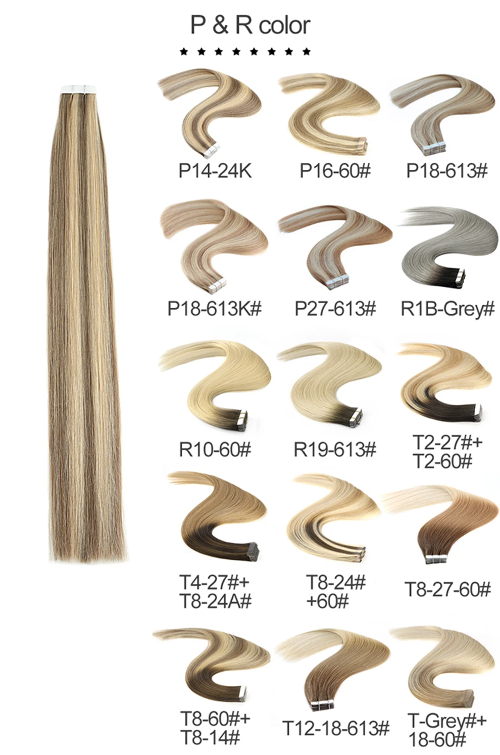 K.S WIGS Remy Tape In Human Hair Double Drawn Straight Seamless Skin Weft Hair Extensions 16'' 20'' 24'' 10pcs/pack