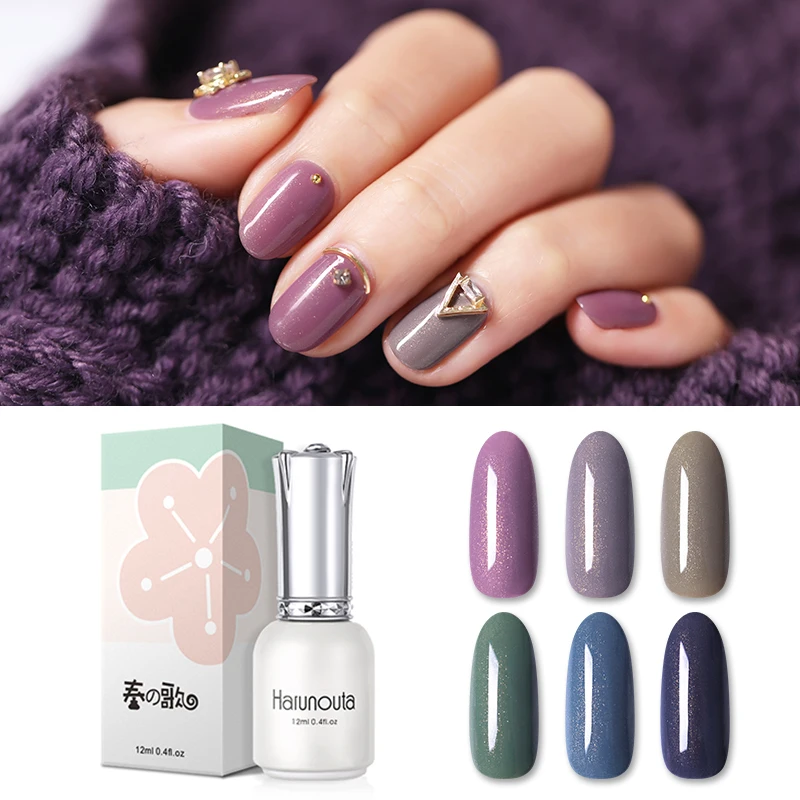 

Harunouta 12ml Gold Shimmer Gel Polish Glitter Semi Permanent Colorful Design Soak Off UV Nail Art Gel Varnish Manicure