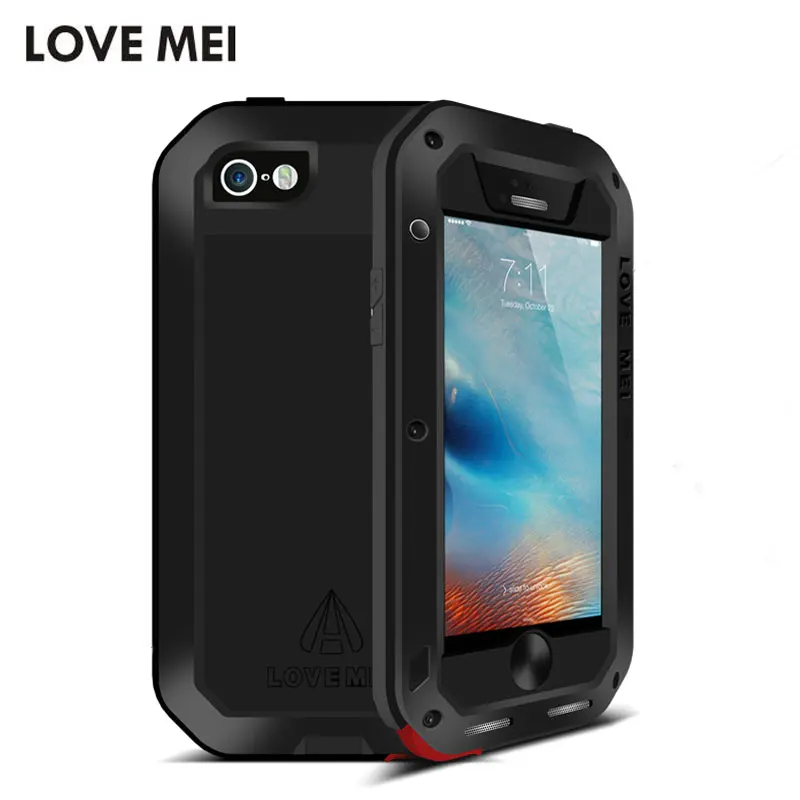 imágenes para Original Amor Mei Prueba de Golpes A Prueba de Polvo Potente Caja De Aluminio Del Metal para el iphone 5 SE 5S Protectora Caso con Gorilla Glass imágenes para Original Amor Mei Prueba de Golpes A Prueba de Polvo Potente Caja De Aluminio Del Metal para el iphone 5 SE 5S Protectora Caso con Gorilla Glass