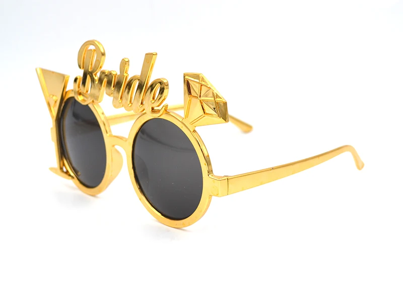Забавные солнцезащитные очки для женщин, очки для невесты, очки с бриллиантами, вечерние очки, опора, очки с золотой оправой, солнцезащитные очки L3 - Цвет линз: Золотой