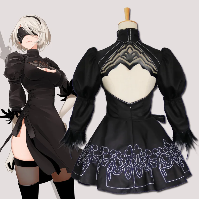Костюм для косплея Nier Automata Yorha 2B Женский костюм аниме Маскировочный нарядный