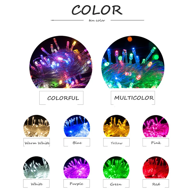 GBKOF Outdoor String Lights 10M 100 Leds Led Garland String Fairy Light 8 Mode Christmas Light Holiday Wedding Party Decoration GBKOF Outdoor String Lights 10M 100 Leds Led Garland String Fairy Light 8 Mode Christmas Light Holiday Wedding Party Decoration