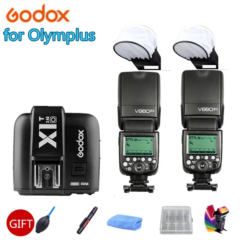 

2x Godox V860II-O V860IIO Camera Flash Speedlite Strobe TTL HSS Flash + X1T-O Trigger for Olympus Panasonic Lumix Camera