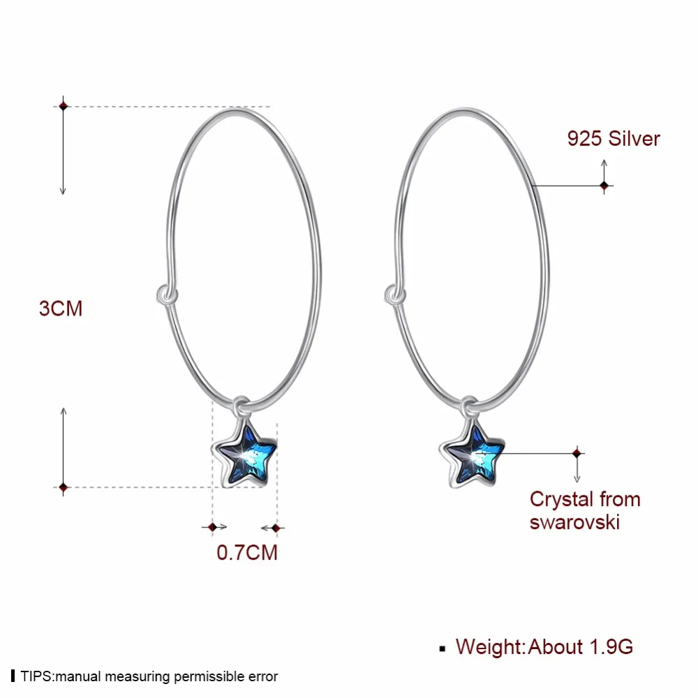 Изысканные ювелирные изделия с Swarovski Crystal Хооп Серьги реальные S925 серебро Ромбики