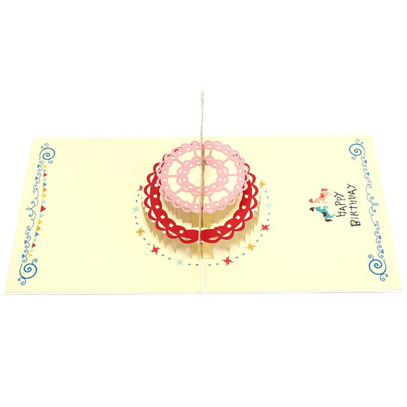  3D Handmade Rainbow Color Cartoon Funny Clown Cake Paper Greeting Cards + Envelope Kids Girlfriend  - 32913575030
