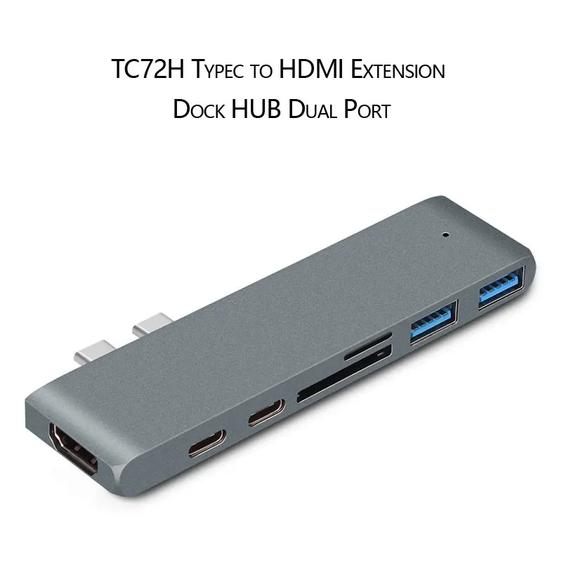 

7 in 1 Type-C to USB HDMI HUB Converter with USB 3.0 USB-c SD TF HDMI Thunderbolt3 PD Port for MacBook Pro2018/2017APPLE
