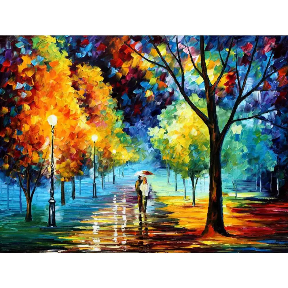 

Modern art landscape night alley palette knife oil painting High quality Hand painted home decor