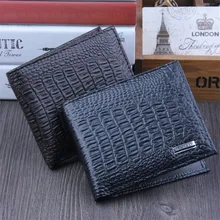 Новинка, мужской короткий кошелек с крокодиловым узором из искусственной кожи, свежий стиль, кошелек на молнии с отделением для монет, сумка для денег, мужские кошельки, 2 цвета