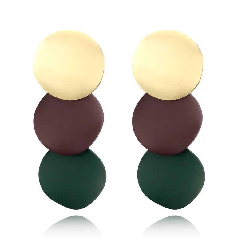 

Ubuhle Fashion Round Sequin Dangle Earrings for Women Boho Long Spray Paint Drop Earring Female Statement Jewelry Girls Gift