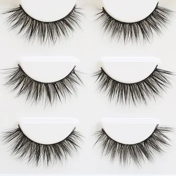 

Support wholesale&single Sell 3 Pair 3D Natural Bushy Makeup Cross False Eyelashes Eye Lashes Black