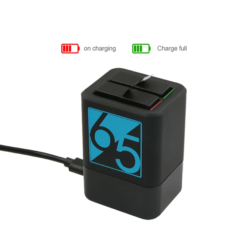 Аккумулятор для камеры 2 слота зарядное устройство GoPro Hero 8 7 6 5 черный с двойным