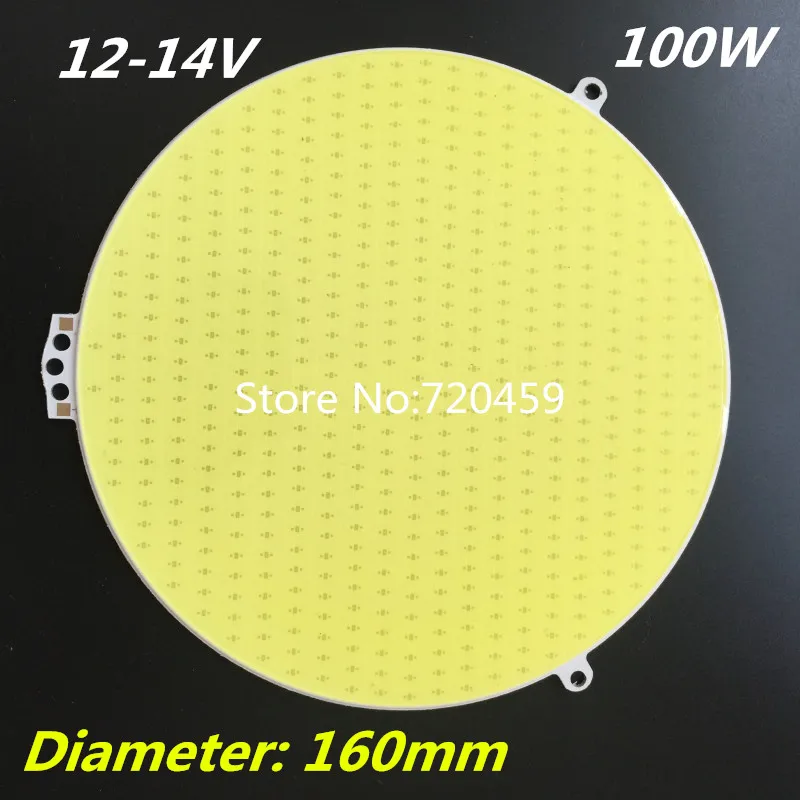 

2pcs Diameter 160mm DC12V-14V 100W LED High power Bright Round COB Surface light source chip High Bright Ceiling light source