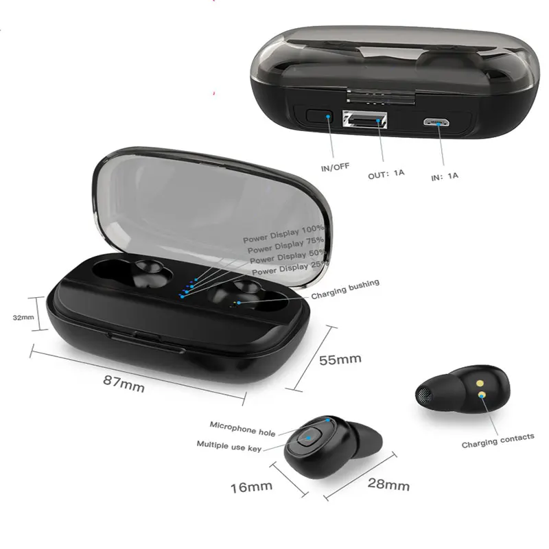 TIANENHUI Bluetooth наушники 5 0 TWS шумоподавление Беспроводная гарнитура 6D стерео Mic 3000 mAh