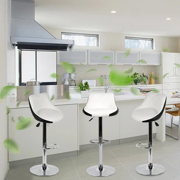 

High Quality 2pcs Swivel Bar Chairs Lift Adjustable Bar Stools PU Synthetic Leather Chaise De Bar for Kitchen Dining Room HWC
