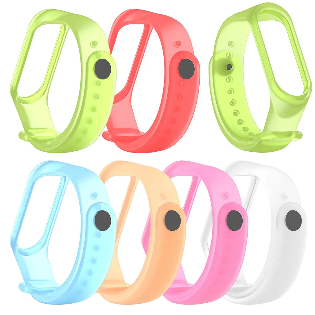 Ремешок силиконовый для Xiaomi Mi Band 4 прозрачный сменный спортивный браслет смарт