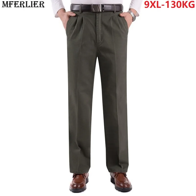 MFERLIER large size big 7XL 8XL 9XL suit pants Men trousers cotton formal Business autumn winter