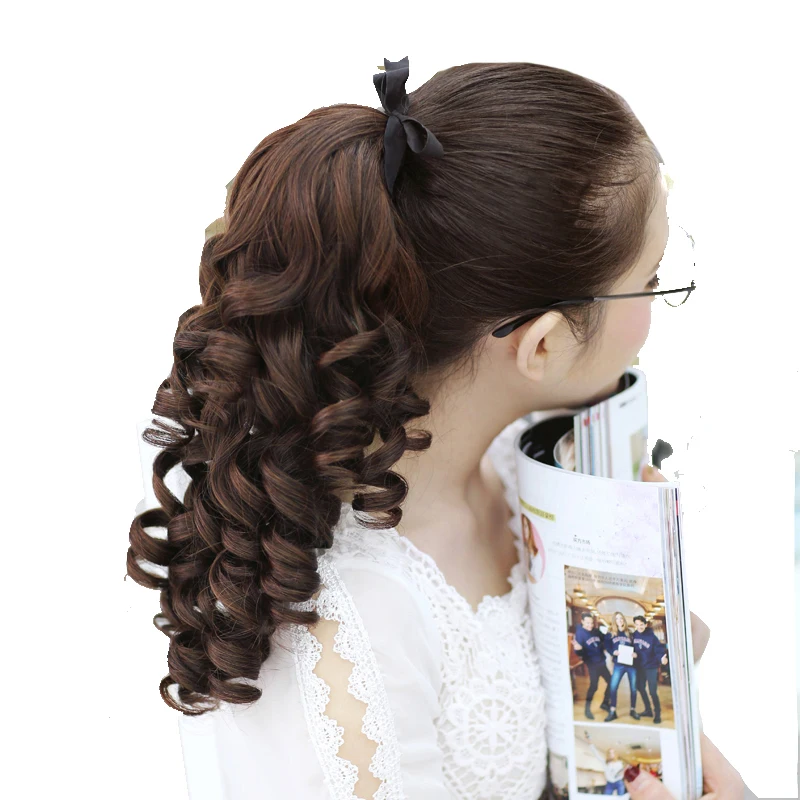 

DIFEI Short Wavy Synthetic Ponytail Clip in Hair Extensions High Temperature Fiber Pony Tail Hairpiece Hairstyles