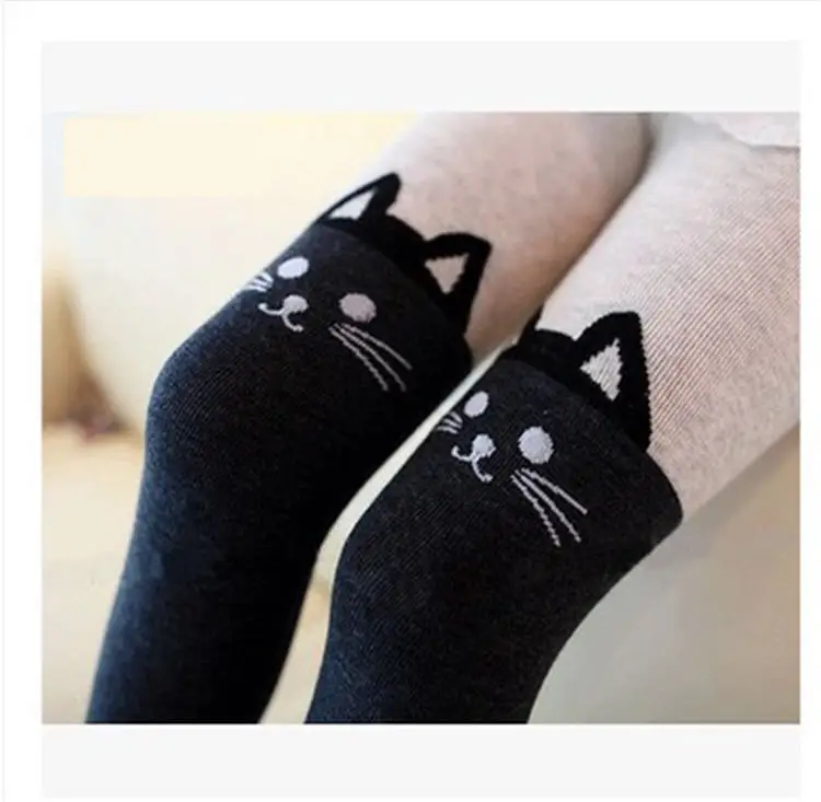 Лидер продаж колготки для девочек на осень и зиму колготки для малышей с изображением котенка милые колготки красивые бархатные носки для девочек - Цвет: Two Cats
