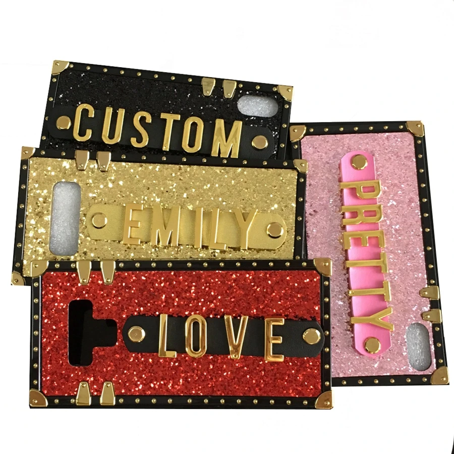 

for Huawei Honor p20 p30 mate 20 pro lite mate20lite psmart 2019 nova4 Unique Custom name letter sparkle square phone case