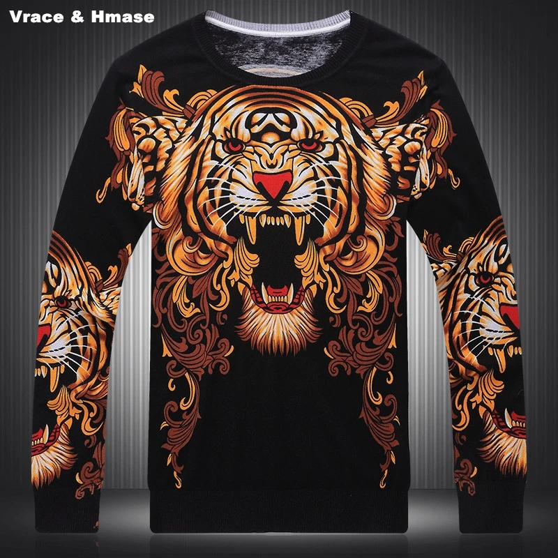 

Domineering big tiger head pattern 3D printing fashion sweater Autumn&Winter 2019 New quality knitting fancy men sweater M-XXXL