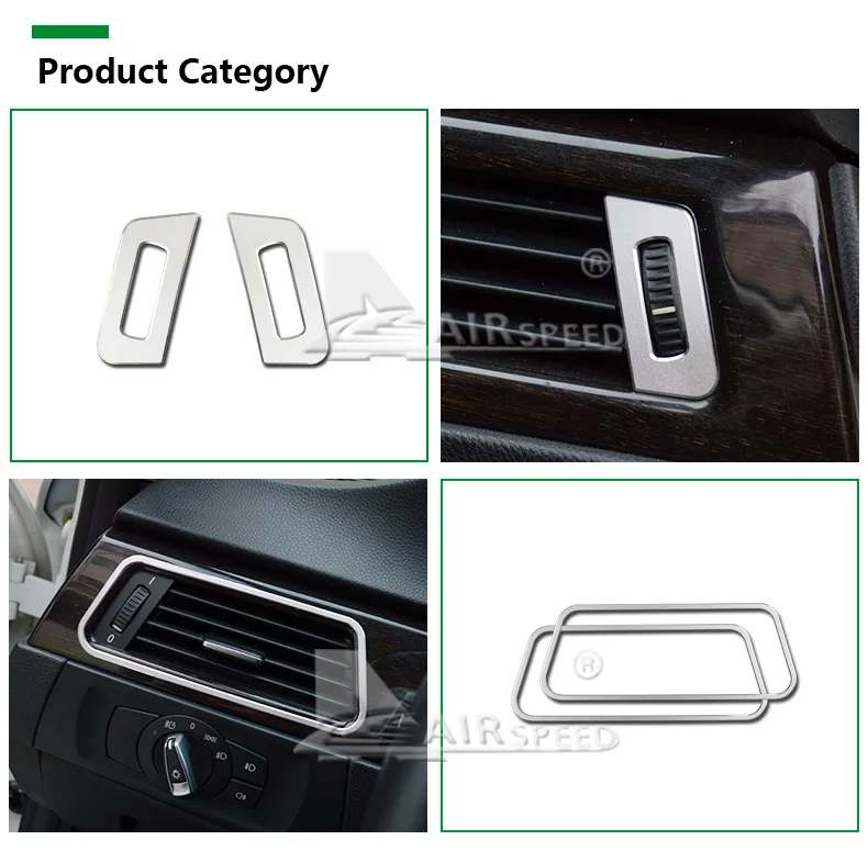 Airspeed AluminiumAlloy Interior Central Air Conditioner Outlet Frame Sticker for BMW E90 E92 E93 2005-2012 3 Series Accessories (9)