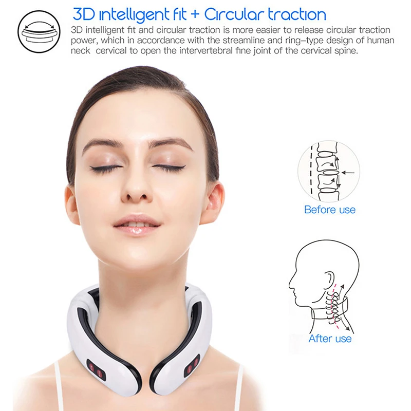 Electric Pulse Back and Neck Massager Far Infrared Heating Pain Relief Health Care Relaxation Tool Intelligent Cervical Massager