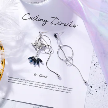 

12pairs/lot Korean Version Flower Ring Asymmetric Earrings Individual Star Sparkling Earrings