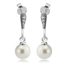 Серьги из белого груши, Стерлинговое Серебро, с прозрачным фианитом, 925 серебряные украшения для женщин