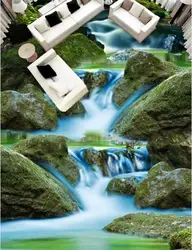 [Самоклеящиеся] 3D зеленые камни ручей 81 Нескользящие водостойкие фото самоклеящиеся напольные наклейки обои фрески настенная печать