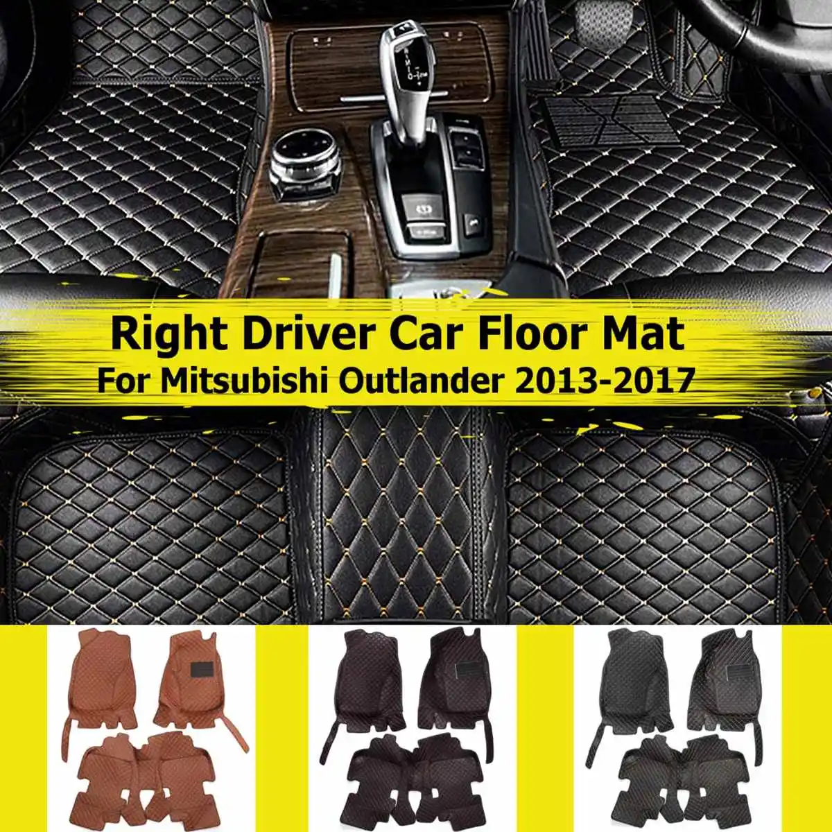 

Right Hand Car Waterproof Floor Mats For Mitsubishi Outlander 2013-2017 Car Accessories Floor Pad Foot Pad cushion cover leather