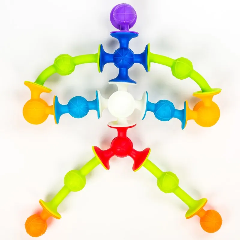 Мягкие строительные блоки для детей DIY Squigz Pop Sucker забавная силиконовая модель