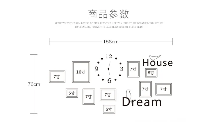 10 шт. фоторамка для гостиной рамка для детских фотографий часы Настенный декор фото с видом Средиземноморья рамка Moldura Bilderrahmen набор