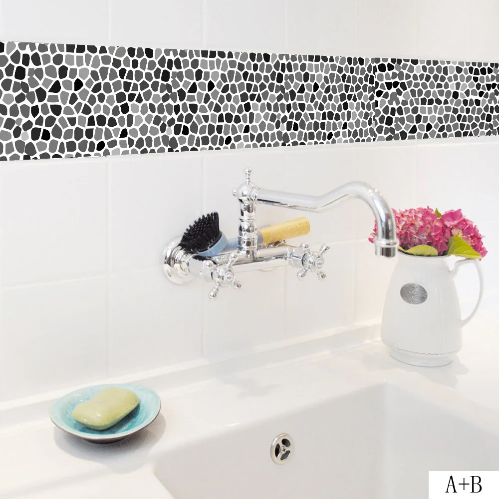Рок стиль ПВХ водонепроницаемый самоклеющиеся обои мебель для ванной комнаты DIY арабская плитка стикер 20x100 см