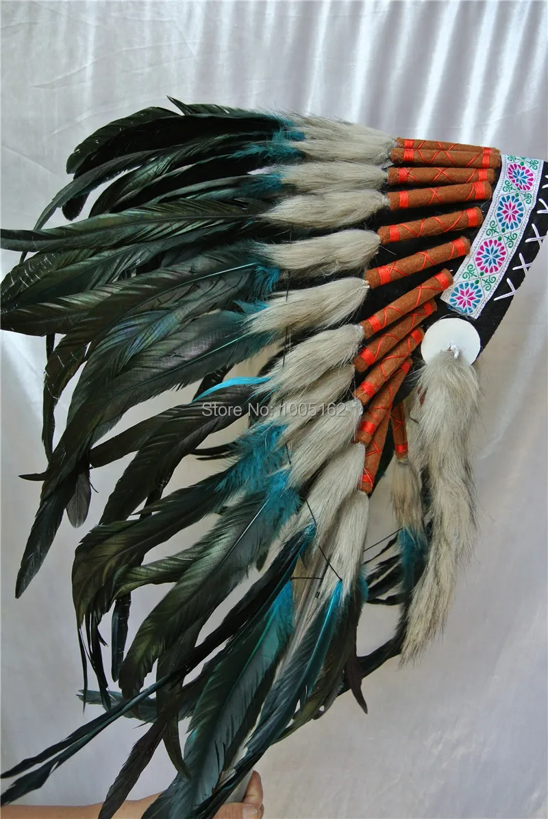 Бирюзовый и черный головной убор ручной работы с перьями Вечерние головные уборы