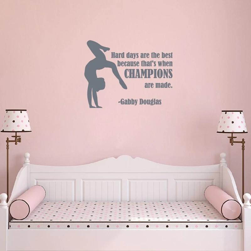 Gabby Douglas Цитата гимнастическая переводная виниловая настенная наклейка гимнастическая девушка Арт Декор для спальни