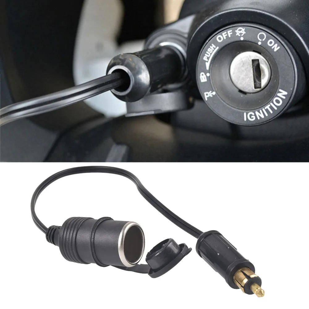 

DC 12V 24V EU Plug For BMW DIN For Halle Motorcycle Charger Socket Outlet Convert to Car Cigarette Lighter Adapter For Honda