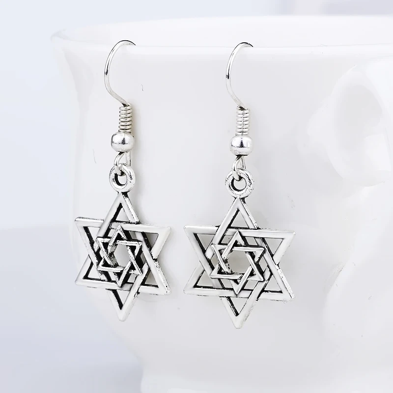 Vintage-Steampunk-Inverted-Triangle-Star-Of-David-Hook-Earrings-For-Women-Hollow-Hexagram-Pendientes-Earings-Dropshipping (1)
