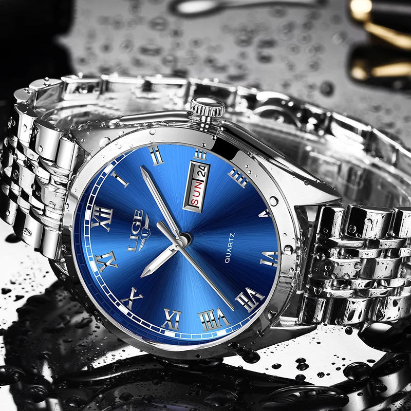 LIGE женские новые синие часы Дата Бизнес Кварцевые Часы Дамские Лидирующий бренд Роскошные женские наручные часы женские часы Relogio Feminino