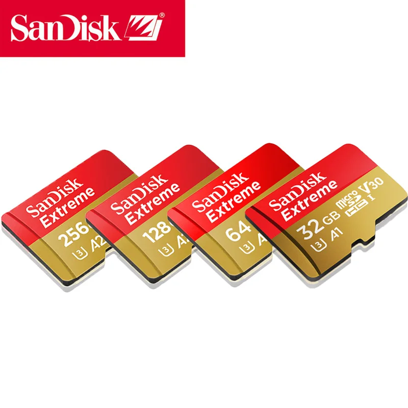 Sandisk Extreme micro SD карта UHS-I C10 U3 V30 A2 microSDHC/microSDXC 32 Гб 64 Гб 128 ГБ 256 ГБ флеш-карта памяти TF