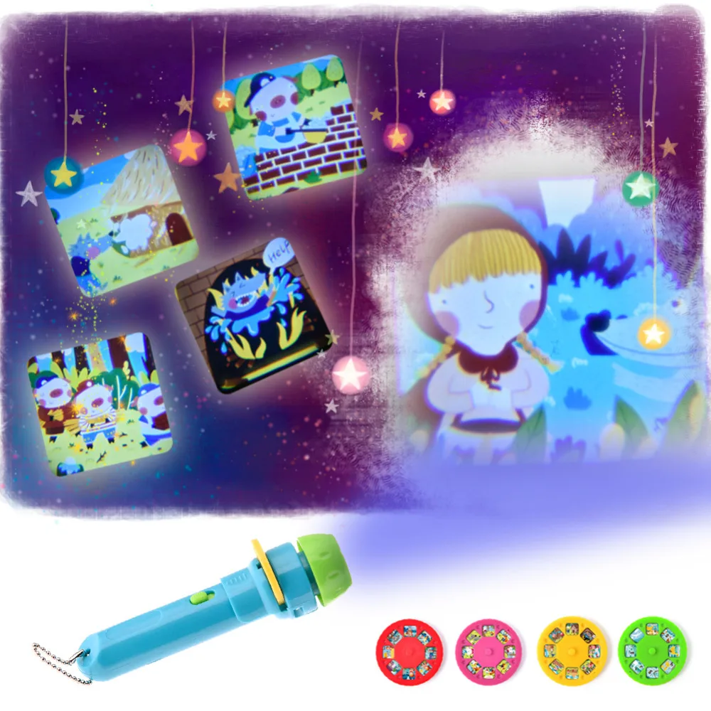 

Children Baby Sleeping Projector Flashlight Luminous Toy Baby Sleep Story Lamp Light-up toy With Button Batteries