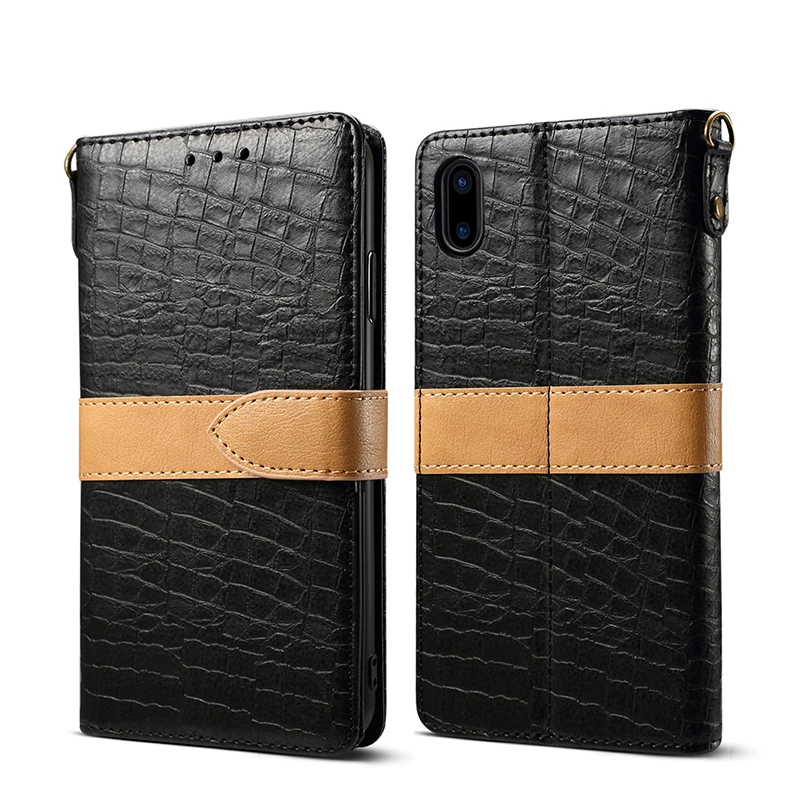 Кожаный чехол в стиле ретро с крокодиловым узором для iPhone XS Max 7 8 Plus откидной Чехол