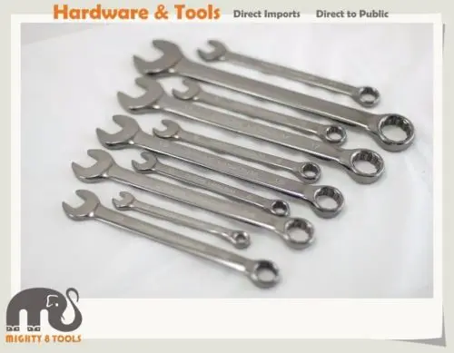 

11pc Cr-V Combination Ring Open Spanner Wrench Set SAE/Imperial Lifetime Warranty