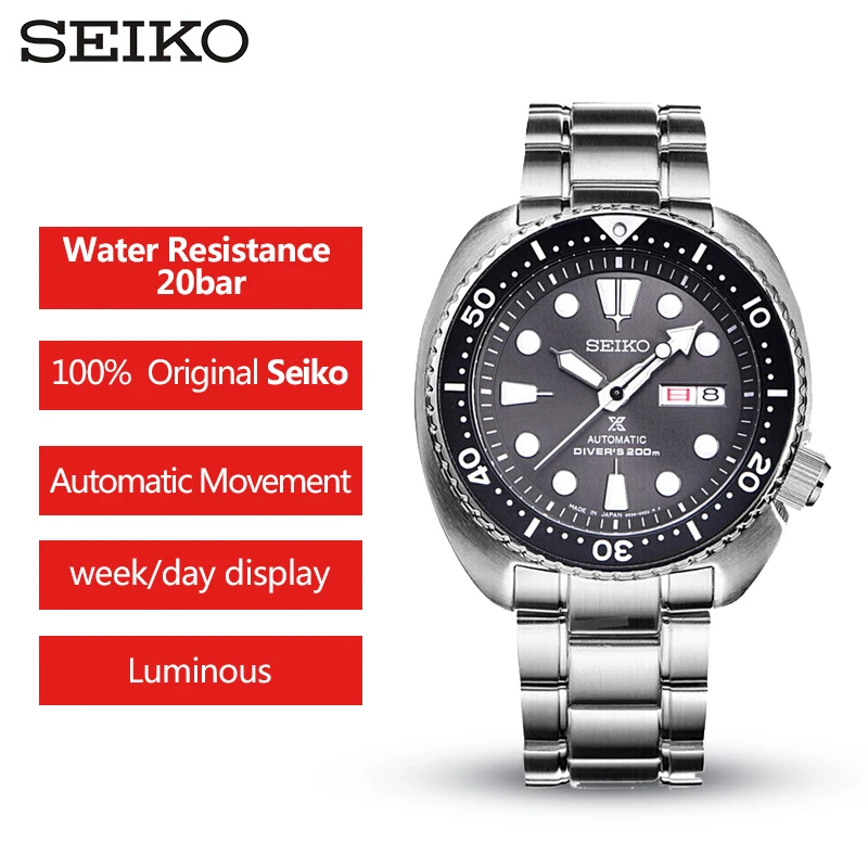 100% оригинальные мужские часы SEIKO автоматические механические наручные 20 бар