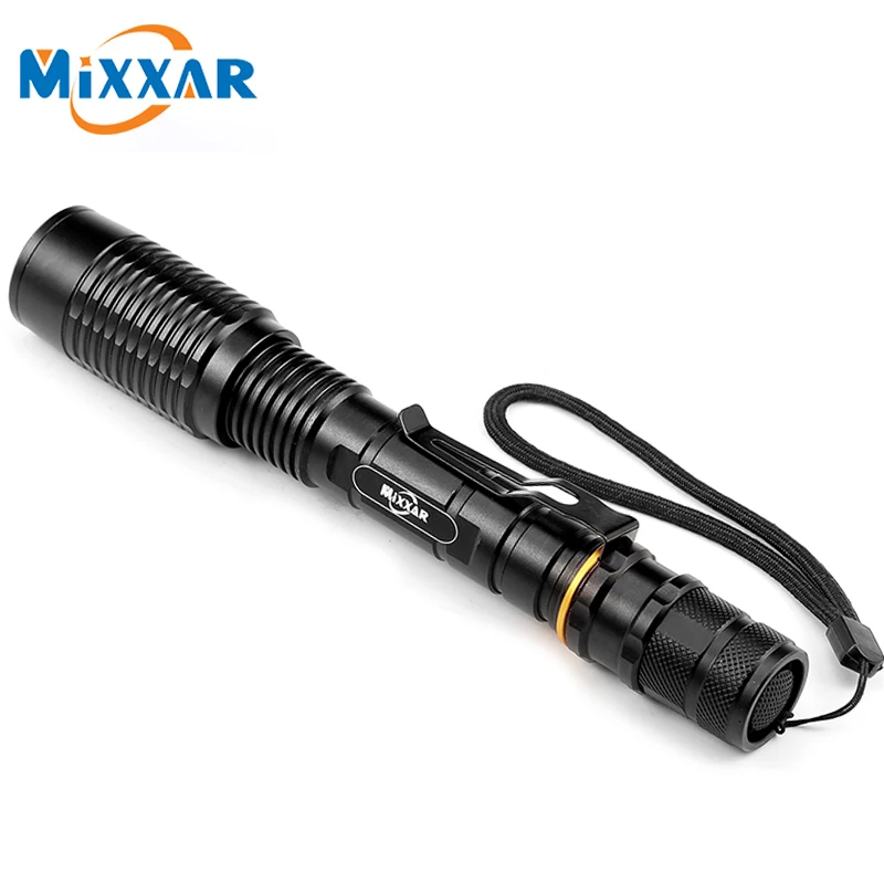 

CZK10 LED Flashlight T6 8000LM 5-Modes Zoomable Torch tactical flashlight Lamp can be used with two 18650 batteries