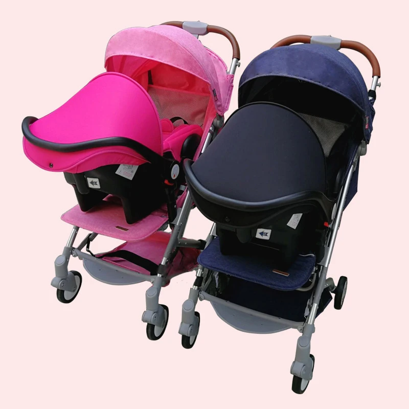 Murah Kembar Kereta Dorong Bayi Mengirim Dua Kursi Mobil Baru Lahir Kembar Stroller Perjalanan Sistem Mengirim Kursi Mobil dan Hadiah Gratis Lampu Baby kereta Dorong Bayi