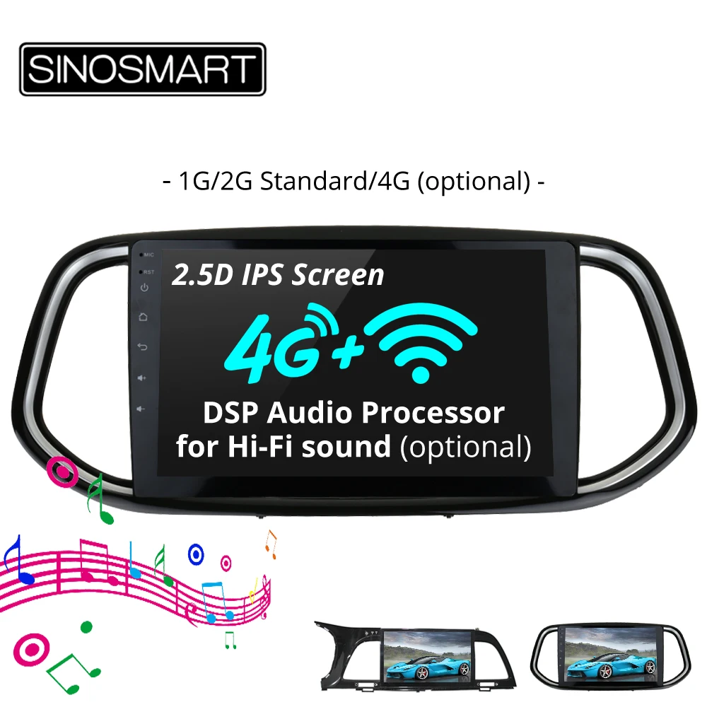 

SINOSMART 2.5D IPS Screen 1G/2G Car Audio Navigation GPS Player for Kia KX3 K4 2014 2015 32EQ DSP, 4G SIM Card Slot Optional