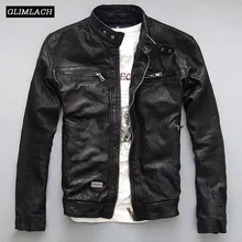 Autumn Black Slim Motorcycle Leather Jackets Men Vintage Goatskin Genuine Real Leather Coats Biker Jacket Man Fashion Streetwear Autumn Black Slim Motorcycle Leather Jackets Men Vintage Goatskin Genuine Real Leather Coats Biker Jacket Man Fashion Streetwear