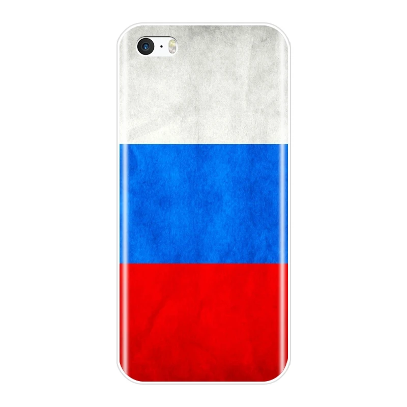 Чехол для телефона с российским флагом iPhone 5 5C 5S SE 4 4S Мягкая силиконовая задняя