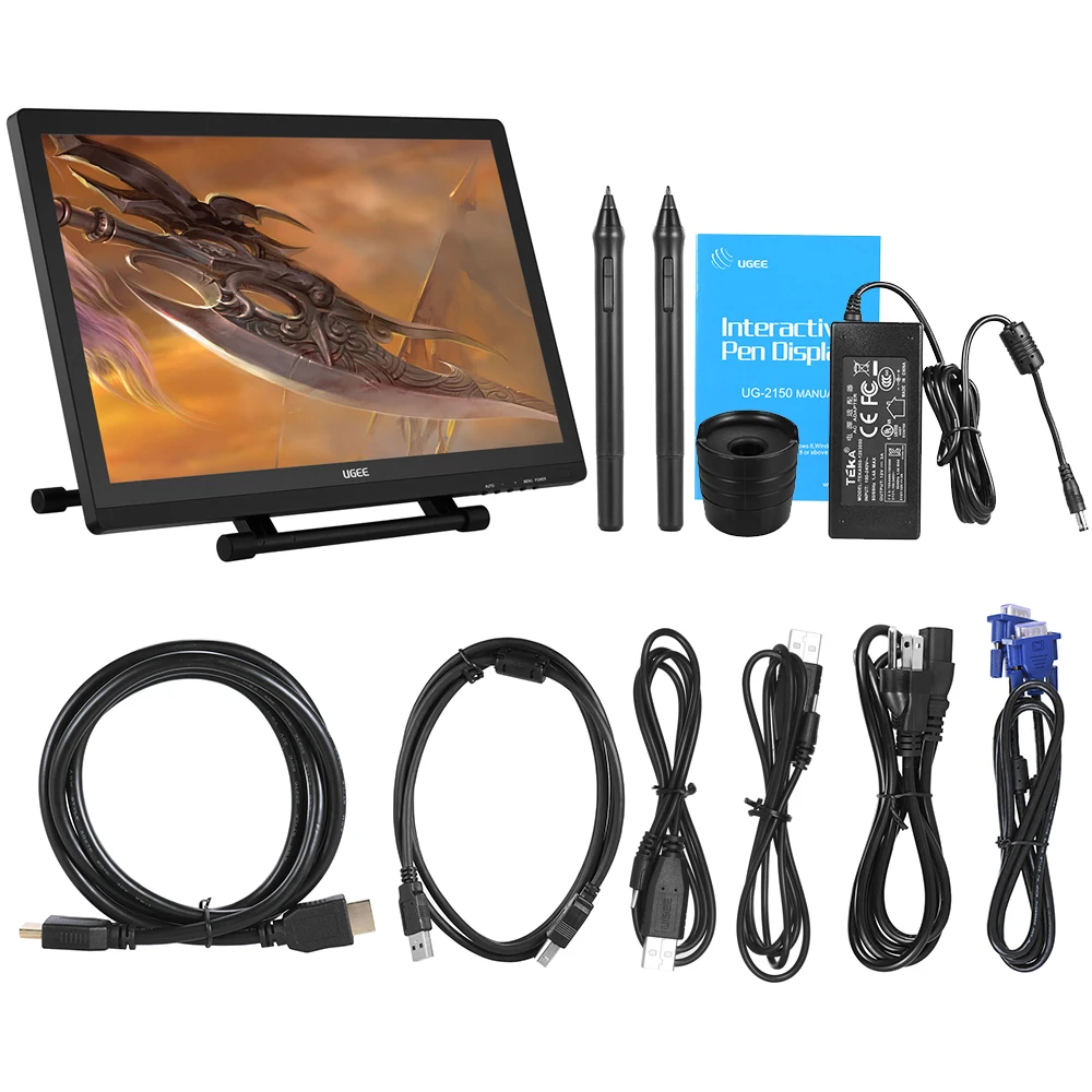 Новый Ugee 2150 21 5 &quot5080LPI 1080P HD графический планшет для рисования экран IPS монитор
