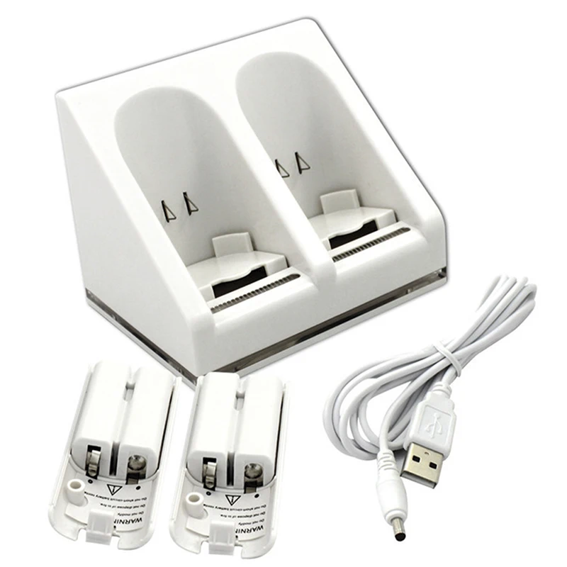 2 x 2800mAh Rechargeable Battery Pack+Dual Charger Dock Station For Nintendo Wii Remote